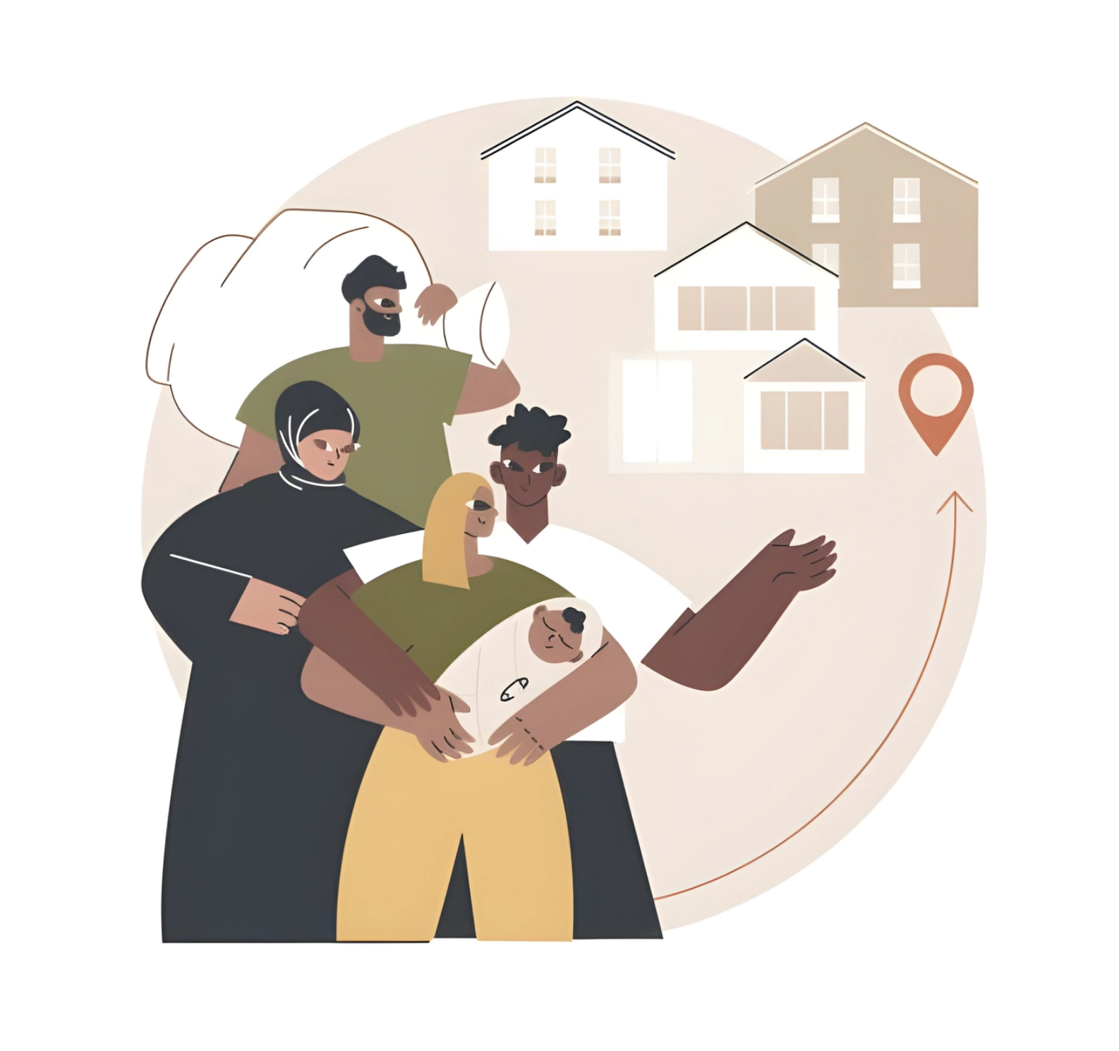 Community and resettlement illustration